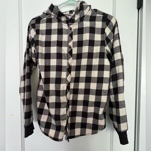 Like new HANNA ANDERSSON flannel button up shirt with hood 150cm US 12